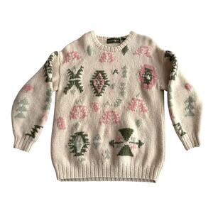 Outback Red 80s 90s VTG 100%‎ Wool Southwest Cream Intarsia Pullover Sweater L